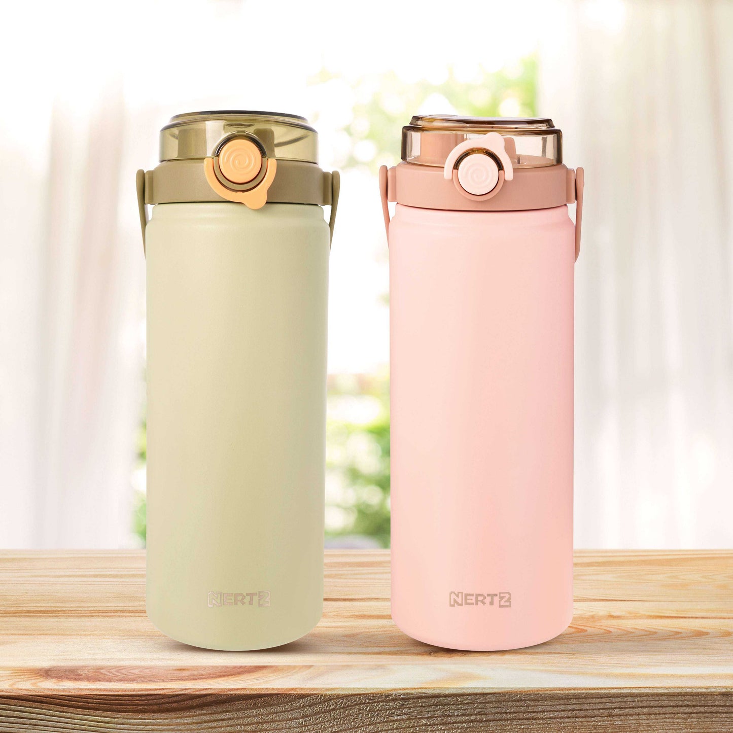 Grand Green and Pink Combo 1200 ml stainless steel container with handle for easy carrying