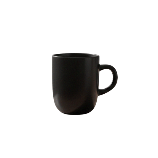 Black Wave black ceramic coffee mug with easy-grip handle and 370ml capacity