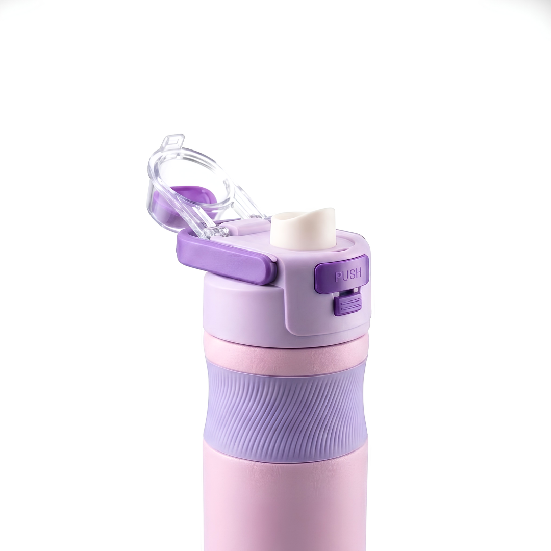 Nertz Grip 600 black stainless steel insulated water bottle with sipper lid and carry handle