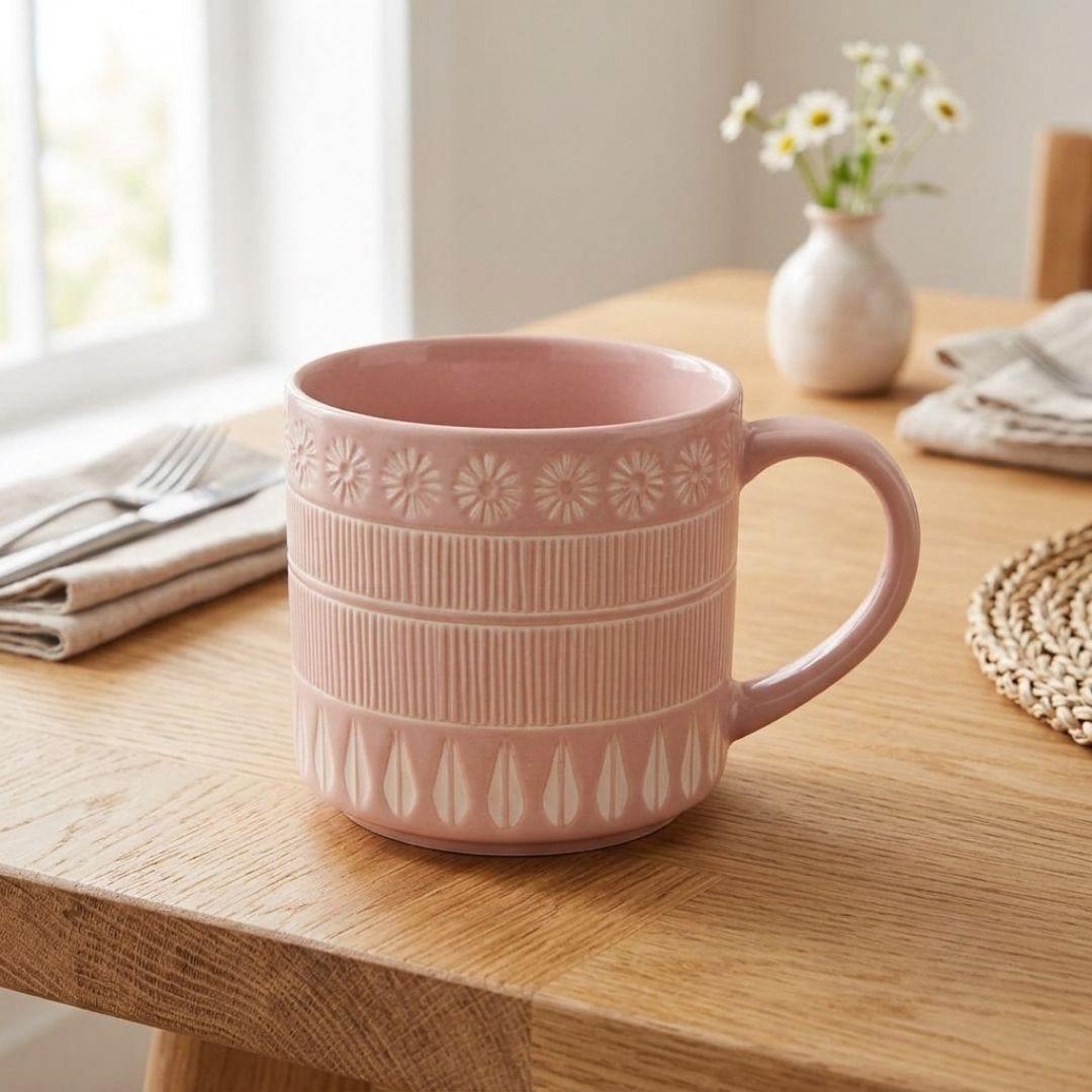 Two-pack of Craft Harmony Mug porcelain coffee cups with vertical lines in white and black