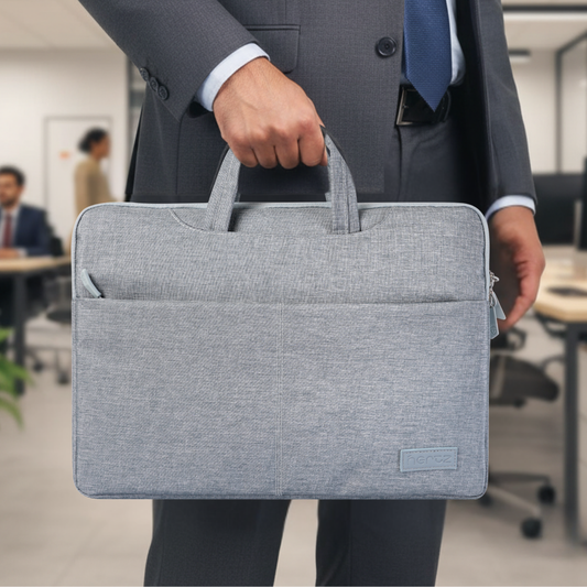 Black Executive Core minimalist laptop bag with padded laptop compartment and luggage strap
