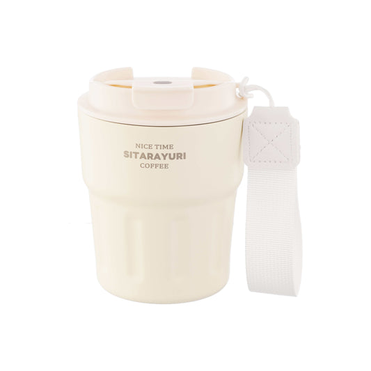 Sitayuri White Combo insulated stainless steel travel coffee mug and sipper for hot and cold drinks