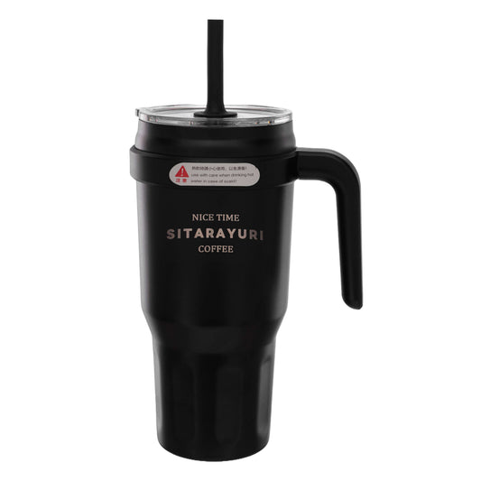 Sitayuri Black Combo insulated stainless steel travel coffee mug and sipper for hot and cold drinks