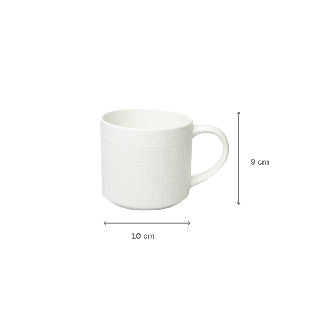 Craft Harmony Mug porcelain coffee cup with vertical lines and white color design