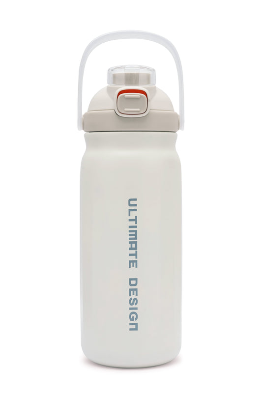 Ultimate Hydra stainless steel insulated water bottle with flip-top and sipper lids in black and white
