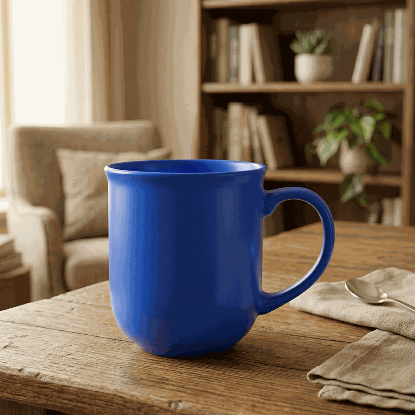 Pack of 2 white and blue Aurora Sip Mug Matte ceramic coffee mugs with 370ml capacity