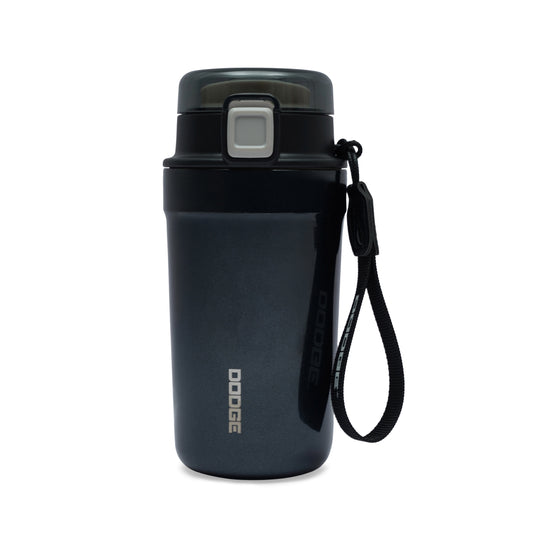 Dodge Pro ceramic coated stainless steel sipper mug with fabric handle and flip-top lid