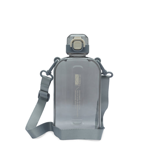 Green Nertz Infynity hydration bottle with flip-top lid and fabric sling handle for gym and travel use