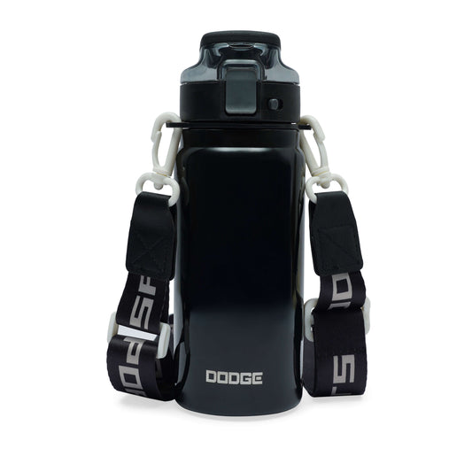 NertZ.in Dodge Blaze 620 water bottle, black with a black and white strap