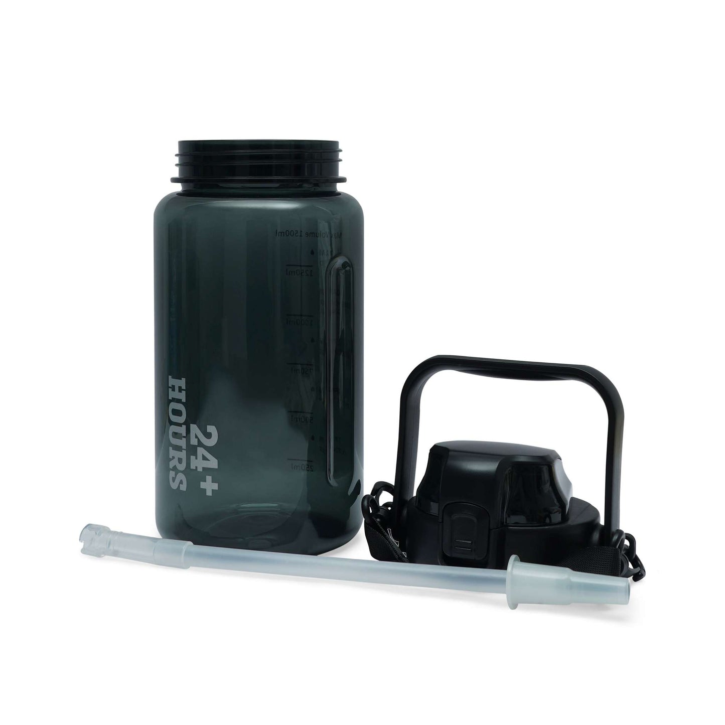 Nertz Enduro 1500ml BPA-free water bottle with flip-top lid, sling strap, and removable straw for durable, spill-proof hydration
