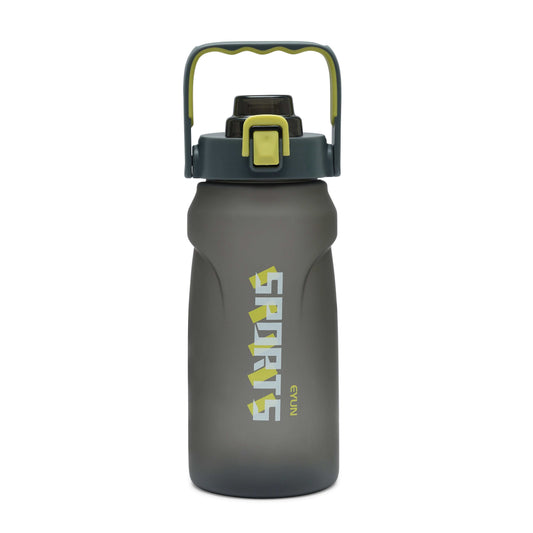 Nertz Aquabolt 1.8L BPA-free water bottle with flip-top lid and integrated handle for gym and office use
