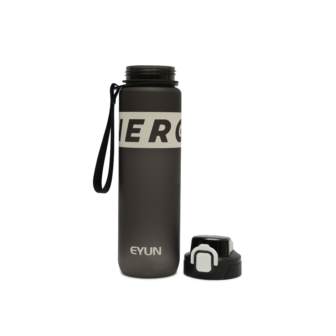 Nertz Flowmate water bottle with flip-top lid and fabric handle for easy grip and spill-proof hydration