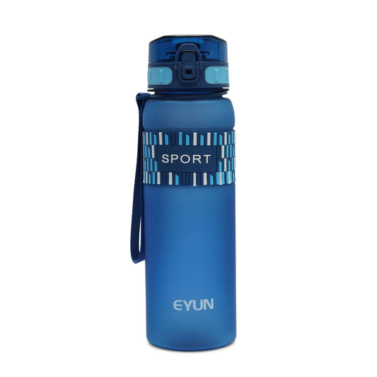 Nertz Stride water bottle with flip-top lid and fabric loop handle in pink and white colors