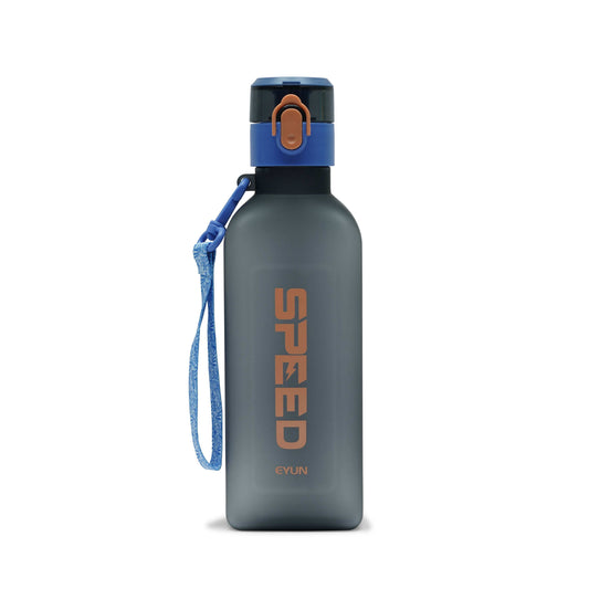 Nertz AeroFuel sporty water bottle with flip-top lid and fabric carry loop in grey, green, red, and blue colors