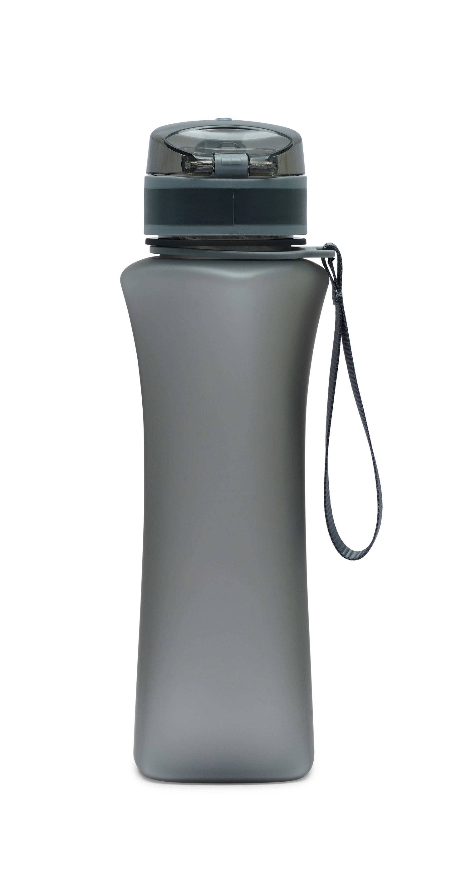 Nertz PulseFlow ergonomic bottle with flip-top lid and fabric loop handle for portable hydration