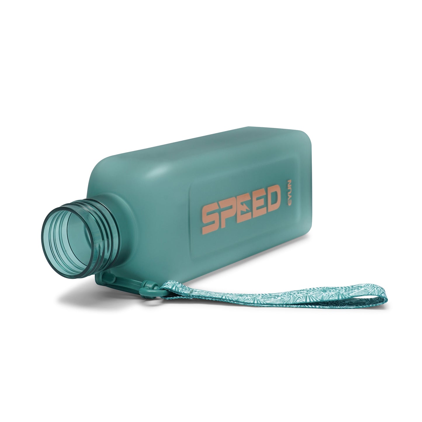 Nertz AeroFuel sporty BPA-free water bottle with flip-top lid and fabric carry loop in grey, green, red, and blue colors