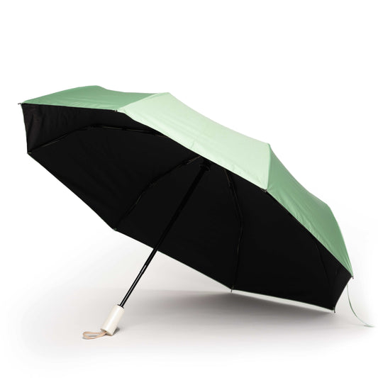 Jade Shade UV autofold umbrella with white handle and automatic folding mechanism