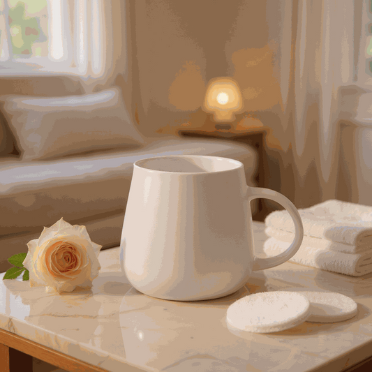 Black and white Contour Brew ceramic coffee mug with smooth contours and elegant finish