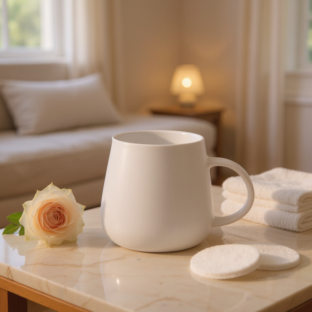 Contour Brew black and white ceramic coffee mug with smooth contours and 460ml capacity