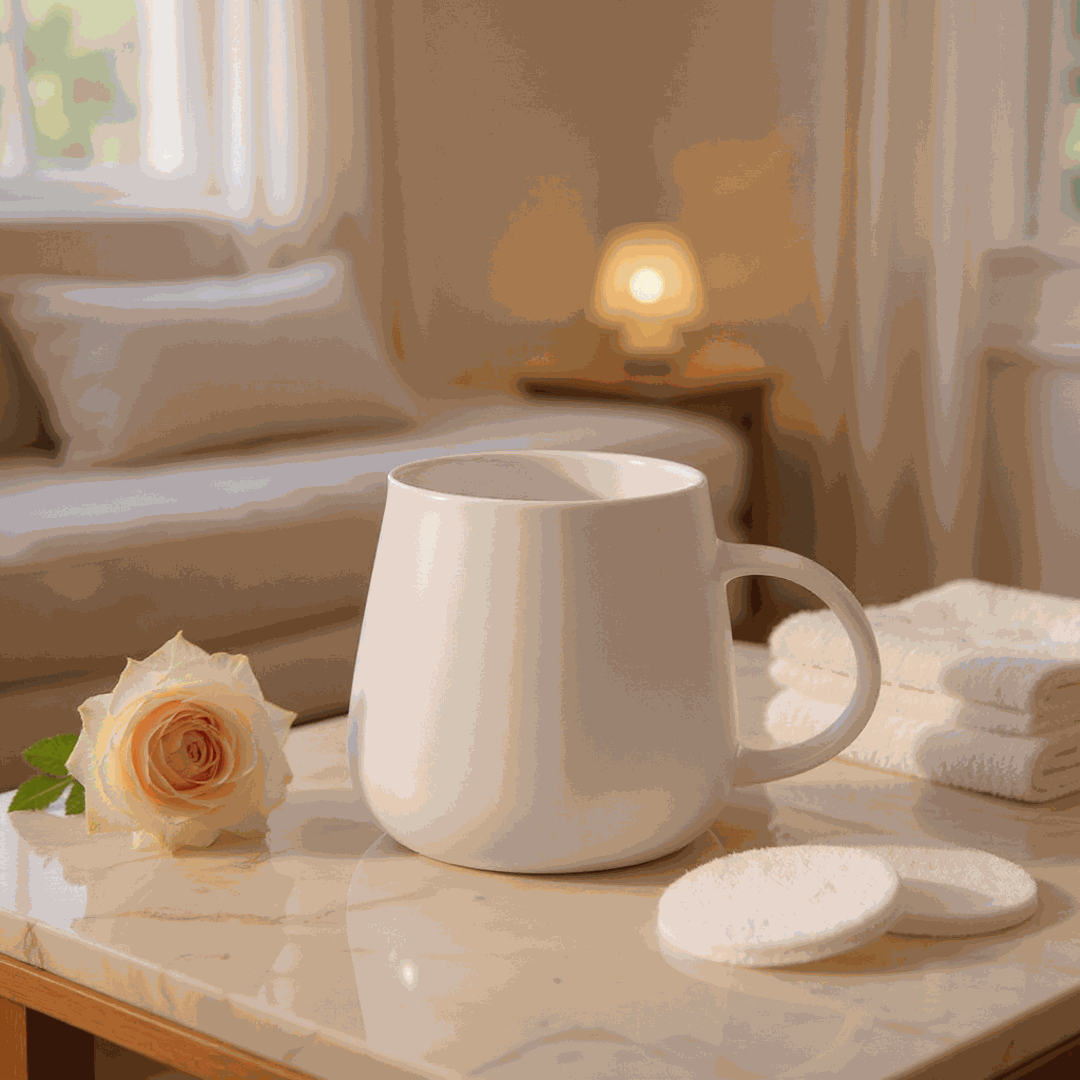 Contour Brew black and white ceramic coffee mug with smooth contours and 460ml capacity