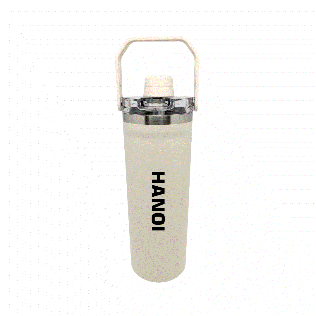 NertZ.in Travel with Nertz Edition water bottle in cream with HANOI printed vertically