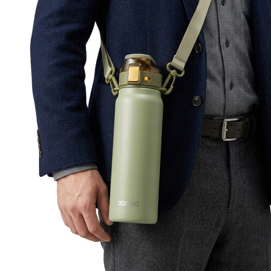 Dodge Blaze 800 stainless steel insulated water bottle with flip-top lid and built-in straw