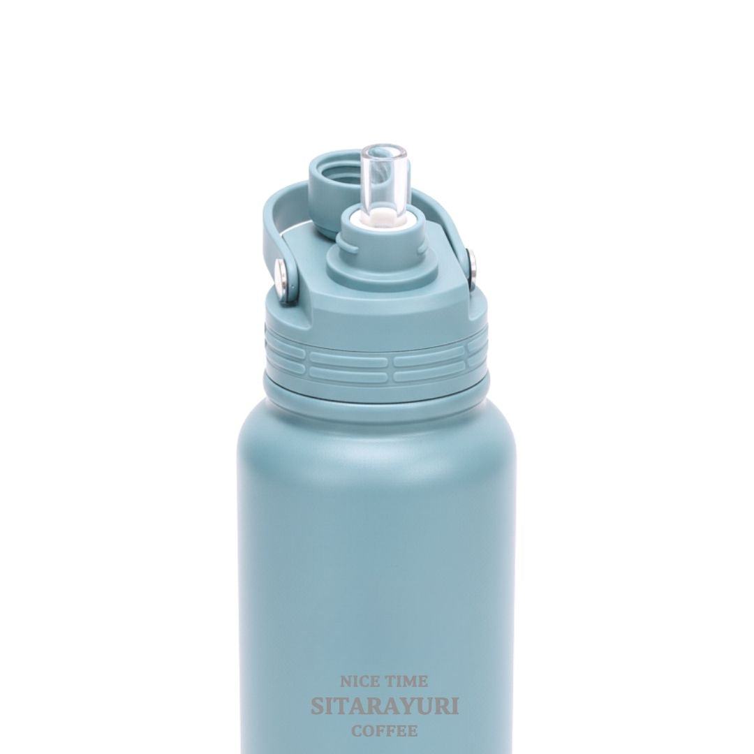 AeroSip stainless steel insulated water bottle with magnetic twist lid and removable straw in pink