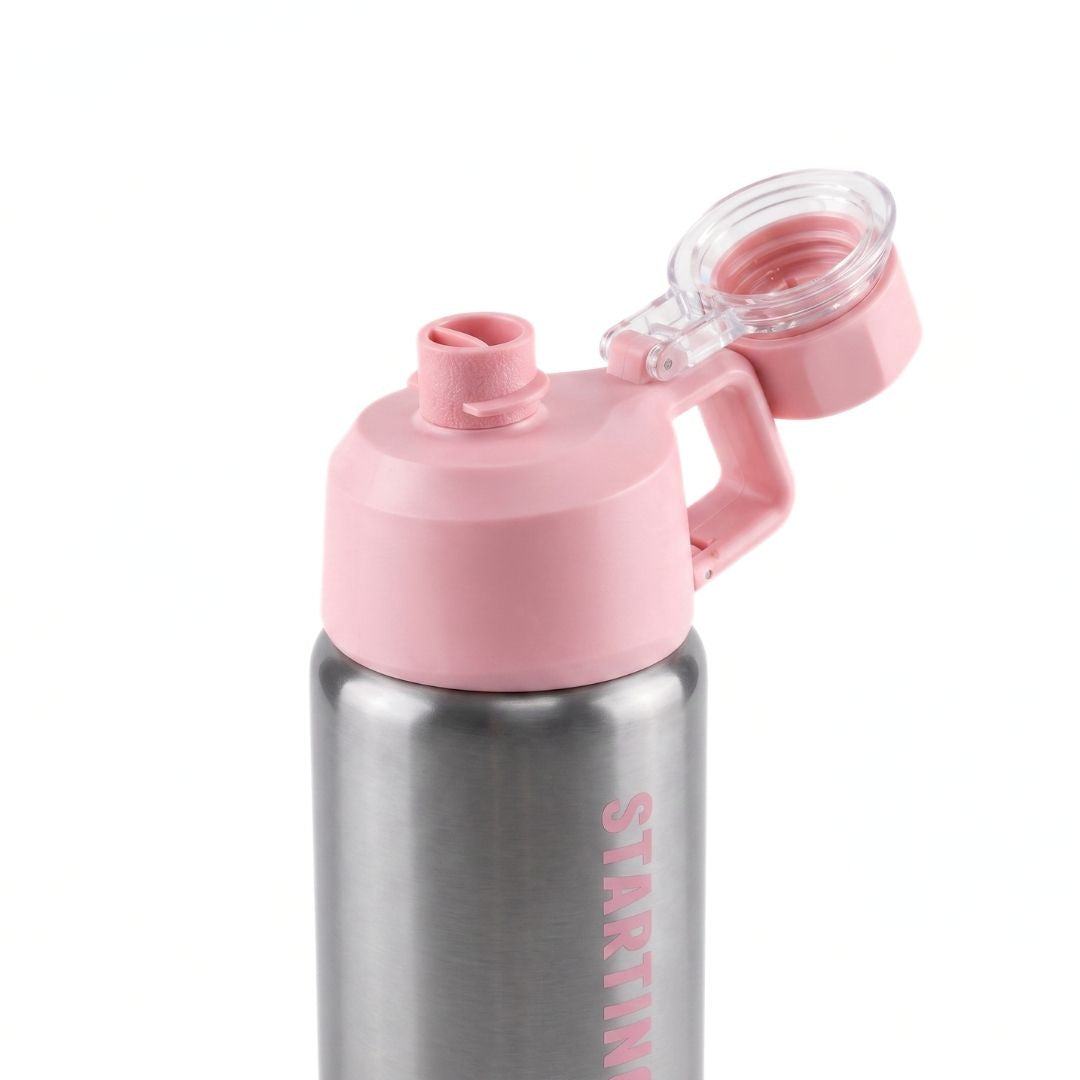 Nertz Solis insulated stainless steel bottle with leak-proof lid, ergonomic handle, and double-wall vacuum insulation for hot and cold beverages