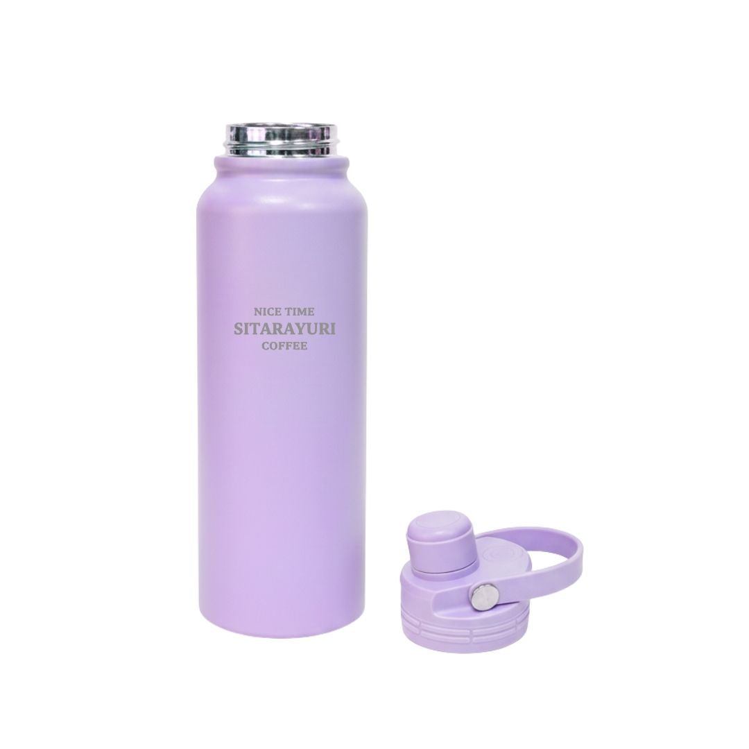 AeroSip stainless steel insulated water bottle with magnetic twist lid and removable straw in pink
