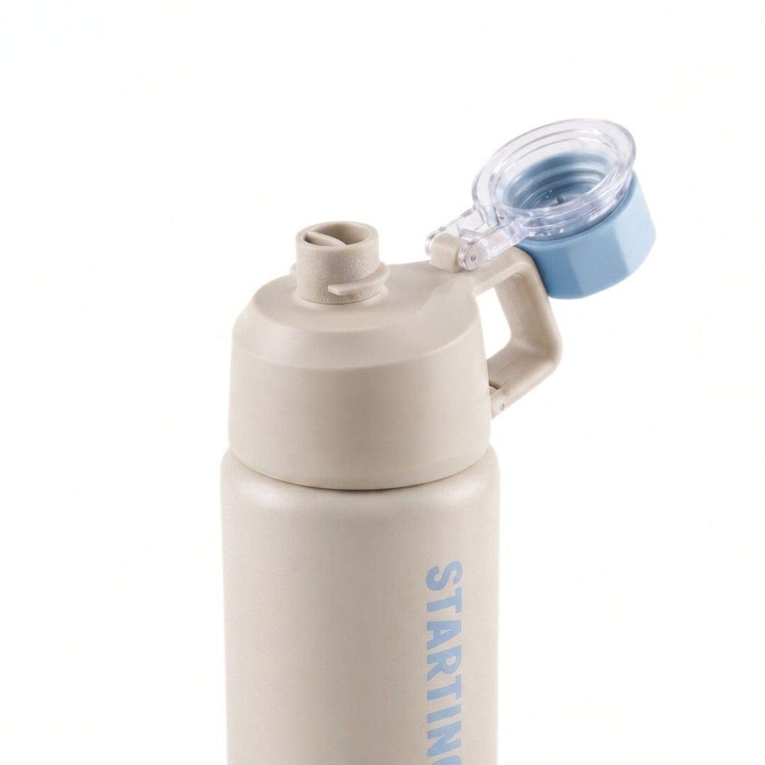 Nertz Solis insulated stainless steel bottle with double-wall vacuum, ergonomic handle, and removable straw for sports and travel hydration