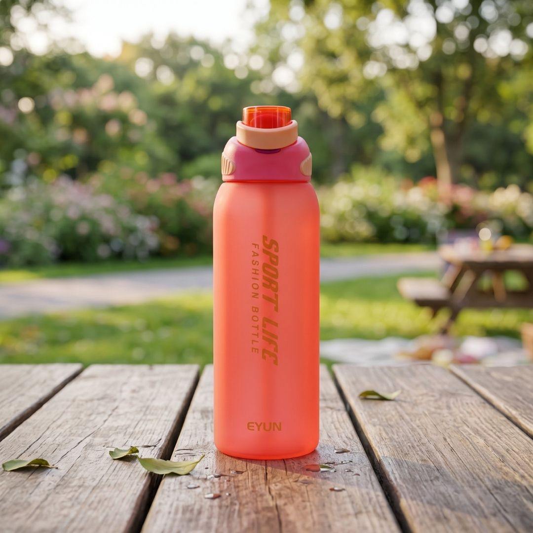 Nertz Turbo 1.5L BPA-free water bottle with flip-top lid, integrated handle, and removable straw in multiple colors
