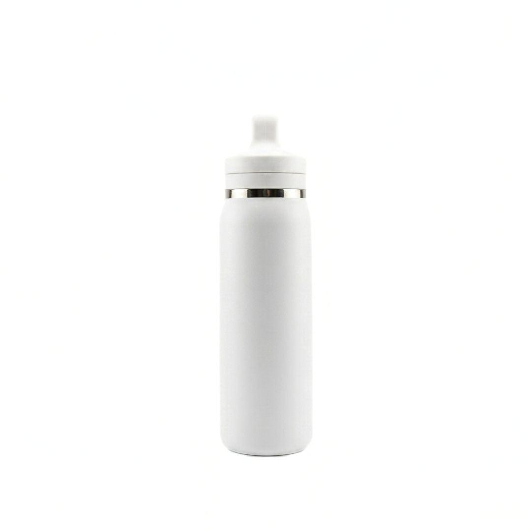 Nertz Active 600ml stainless steel insulated water bottle with push-button flip lid and fabric loop handle for sports and travel