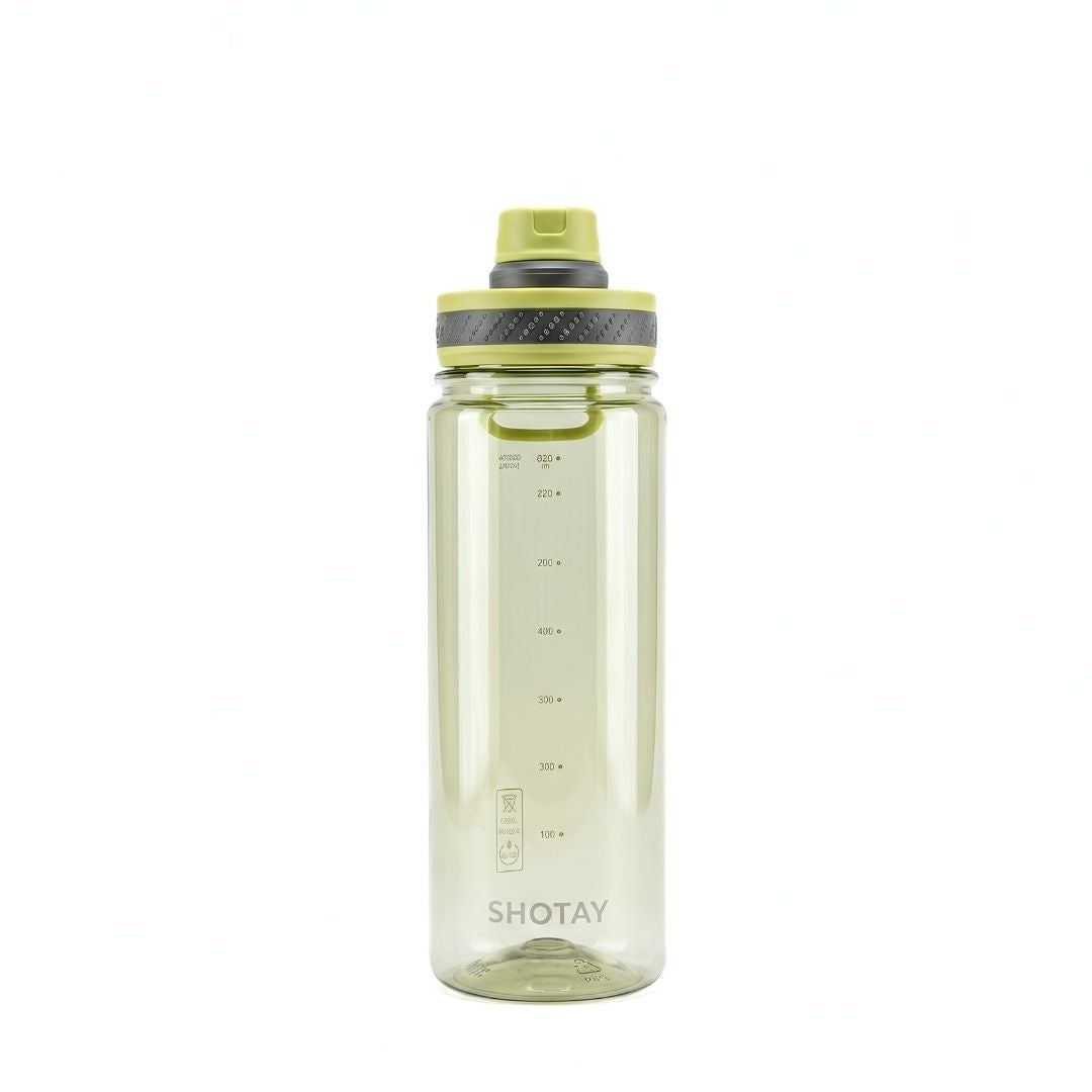Nertz Sprint high-capacity water bottle with screw-top lid and built-in strainer in green, perfect for gym and travel hydration