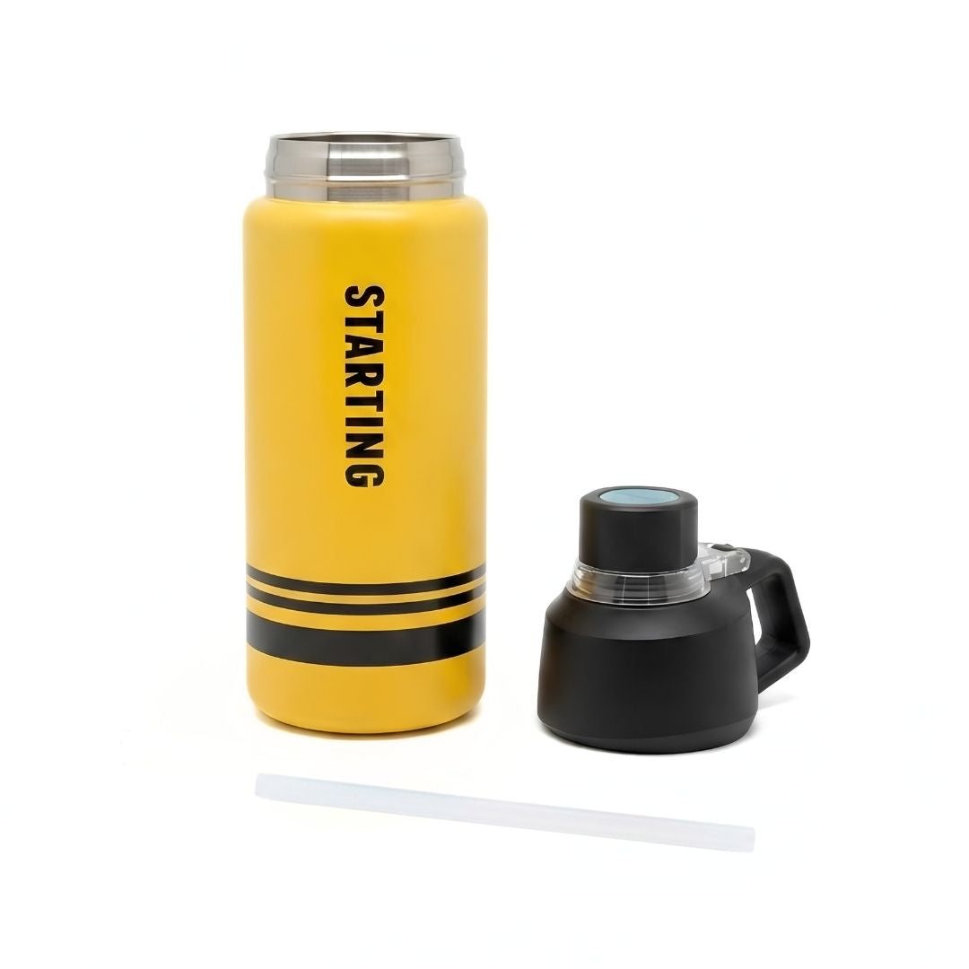 Nertz Solis insulated stainless steel bottle with ergonomic handle and leak-proof screw cap in multiple colors