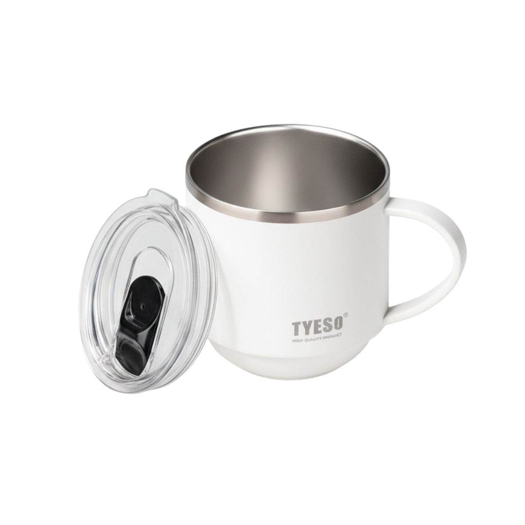 Green Nova Coffee Mug with ergonomic handle and slide-open lid, 330ml stainless steel travel cup
