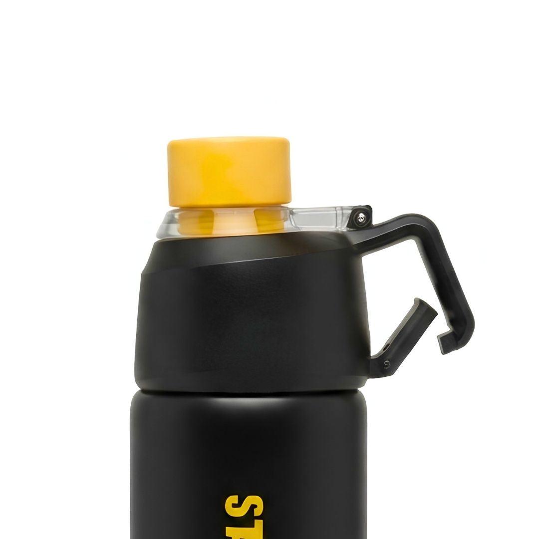 Nertz Solis insulated stainless steel bottle with double-wall vacuum, ergonomic handle, and leak-proof screw cap for active hydration