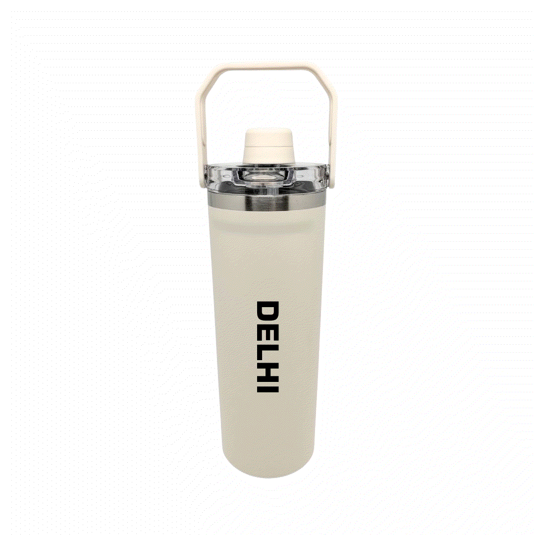 NertZ.in Travel with Nertz Edition tumbler in cream with DELHI printed vertically