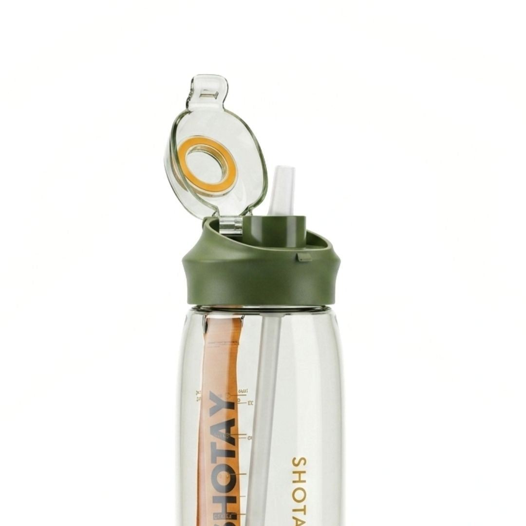 Nertz Wave high-capacity water bottle with flip-top lid and built-in strainer for gym and travel use