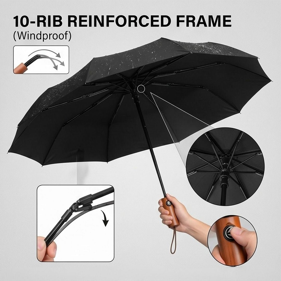 NertZ.in Heritage Umbrella with 10-rib reinforced frame and windproof design