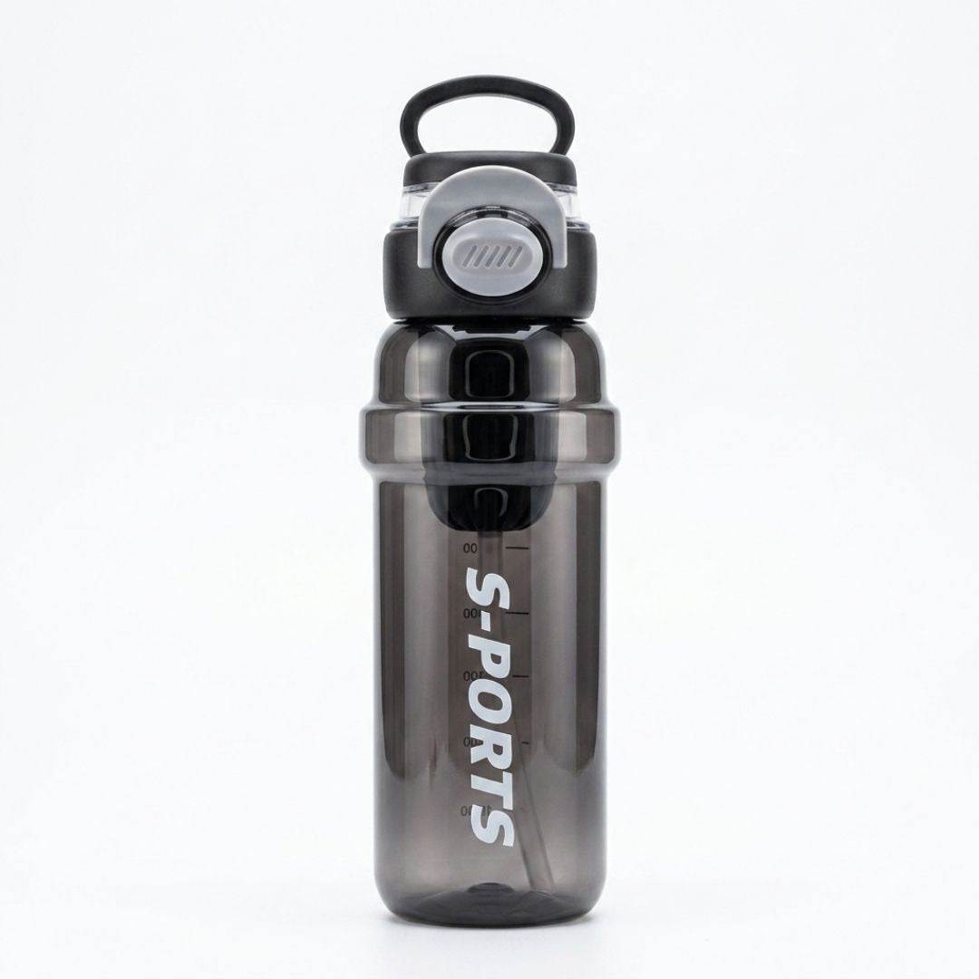 Nertz Glide high-capacity water bottle with interchangeable lids and removable straw in green and blue