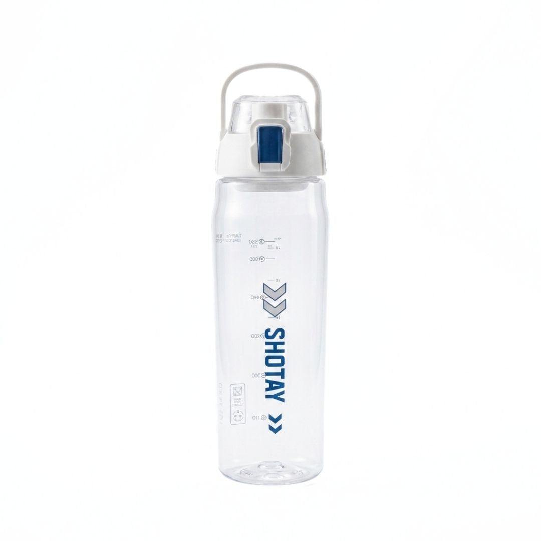 Nertz Aqua high-capacity water bottle with leak-proof flip-top lid and built-in strainer, BPA-free plastic design