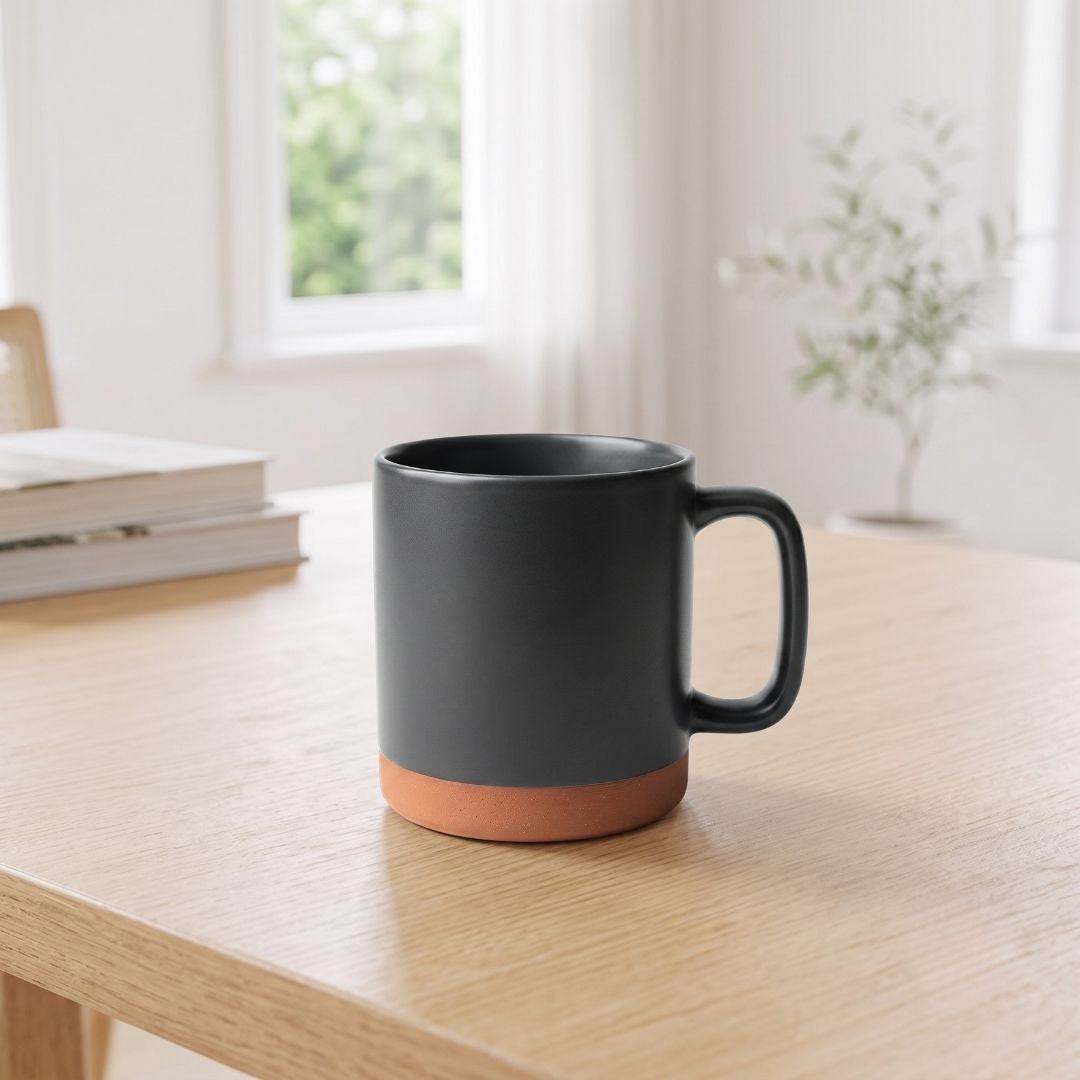 Ceramic Earth Bottom Coffee Mug in red with 520ml capacity and unique earth-themed bottom design