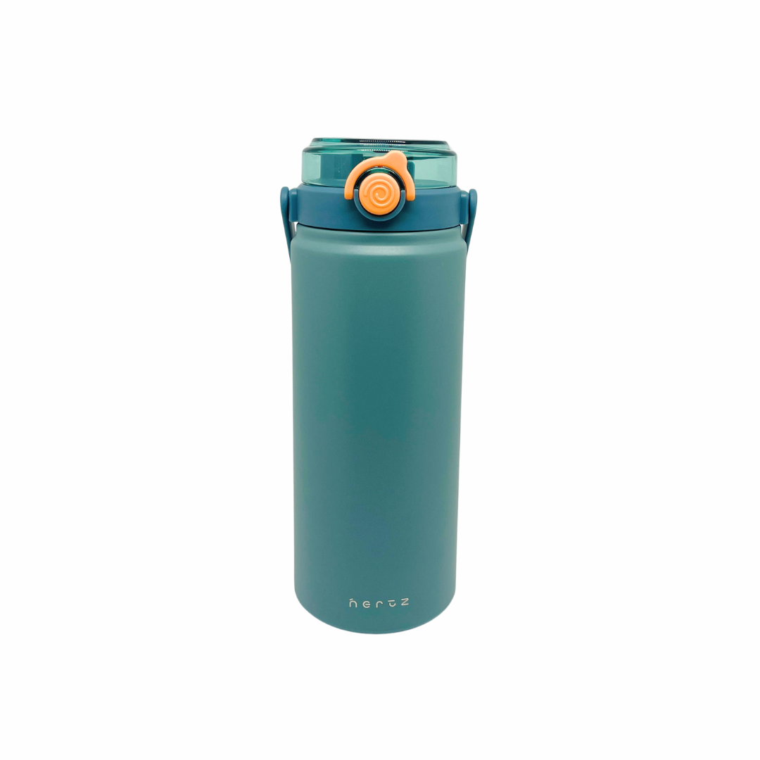 NertZ.in Grand Sippers 1200, a teal insulated water bottle with a blue and orange lid