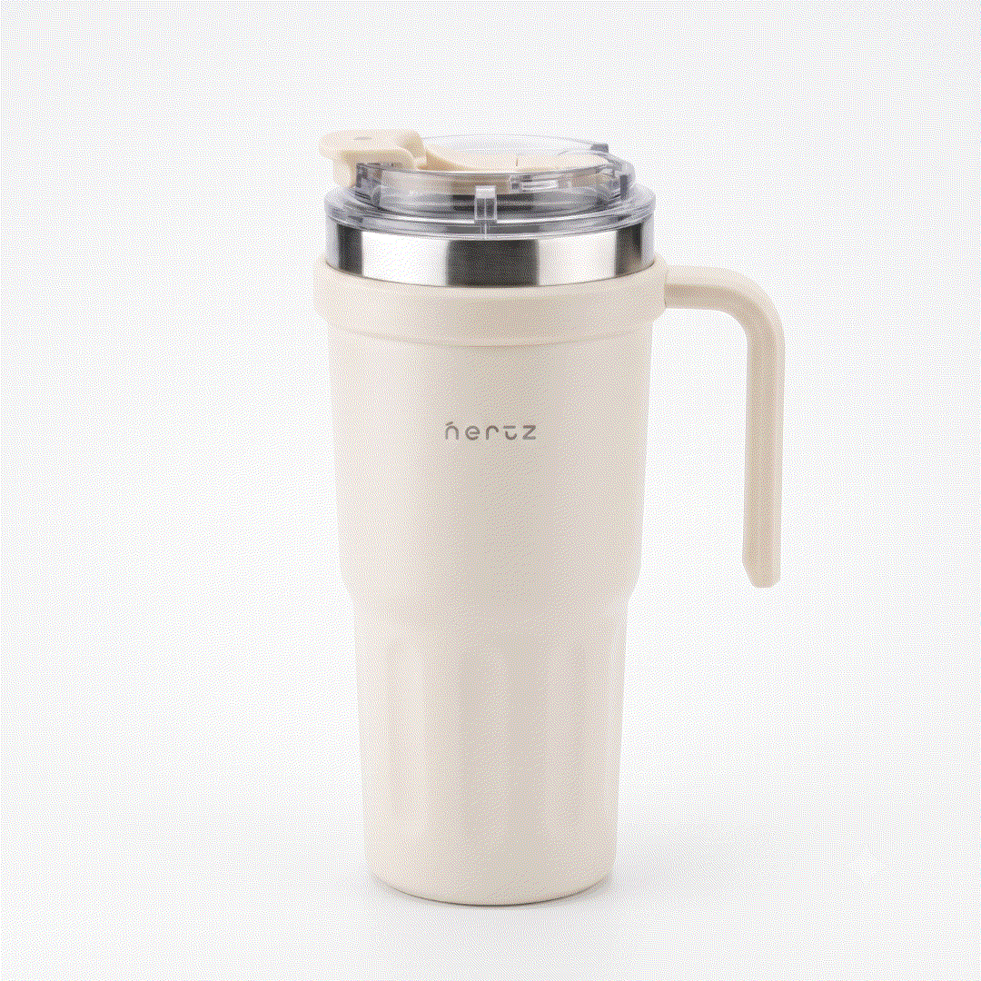 Nertz Groove insulated stainless steel water bottle with grooved grip and dual lids for travel and gym use