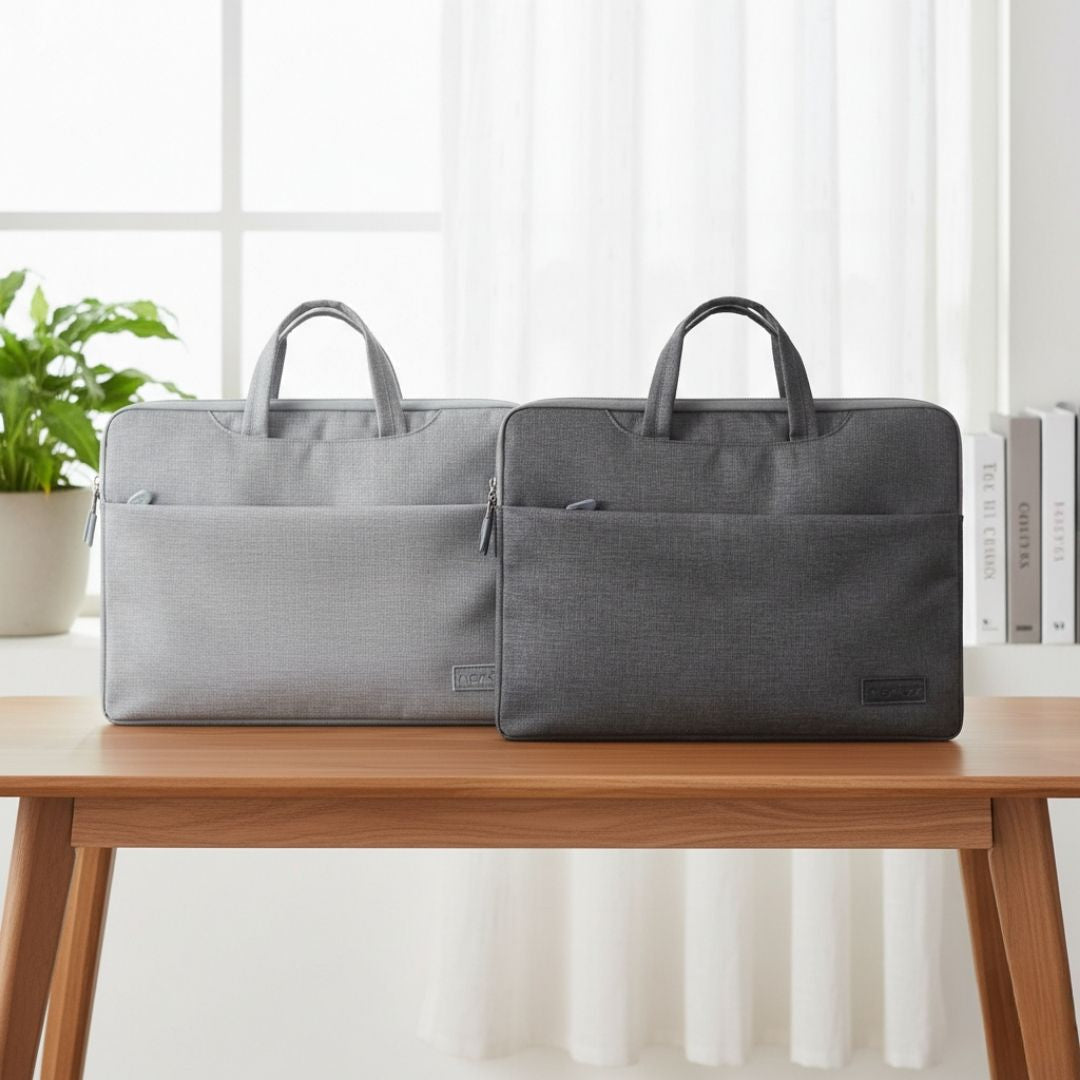 Black and grey Executive Core laptop bag with shockproof, water-resistant oxford fabric and multiple compartments, designed for laptops up to 15.6 inches
