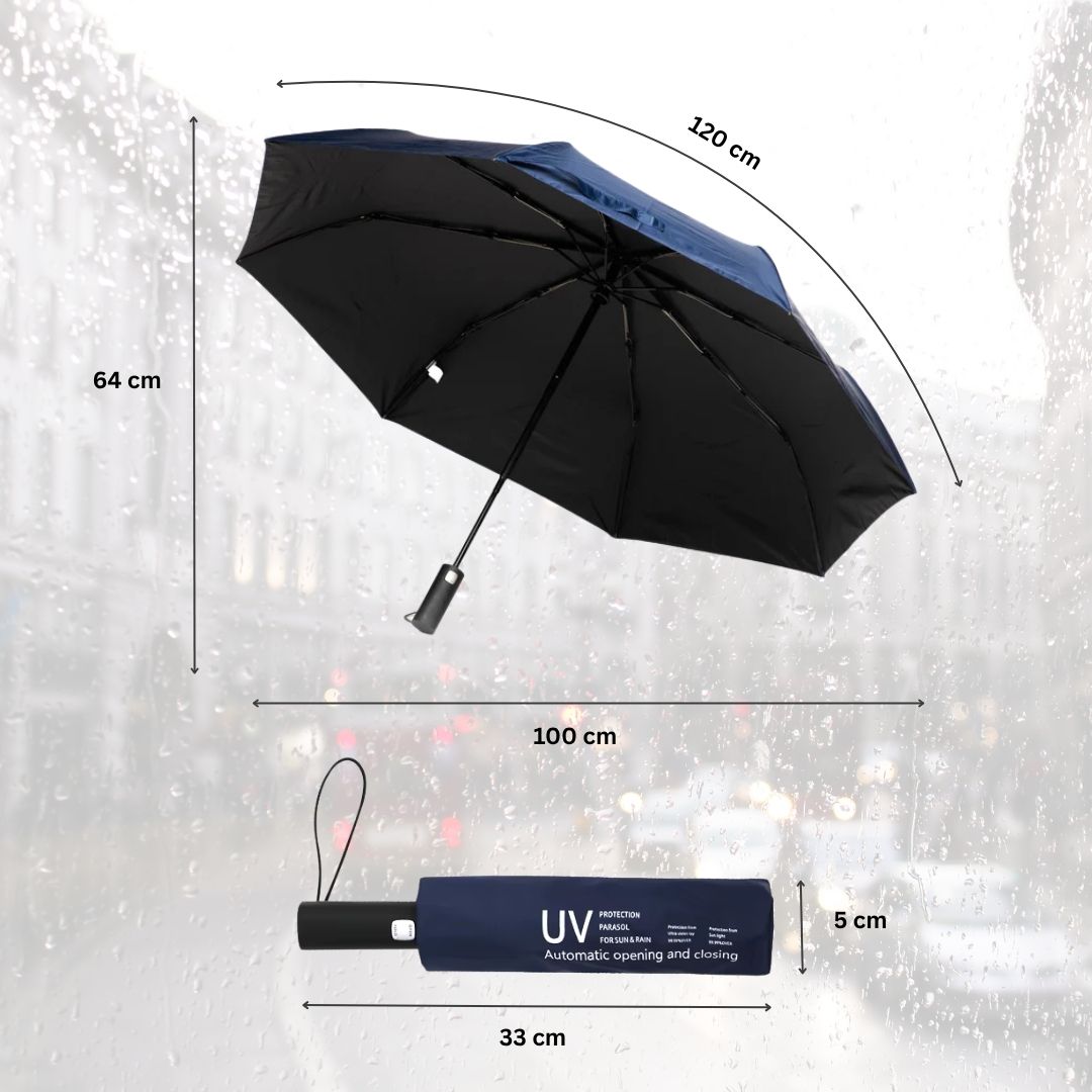 NertZ.in Blue Horizon umbrella with dimensions: open 64x100x120cm, closed 5x33cm