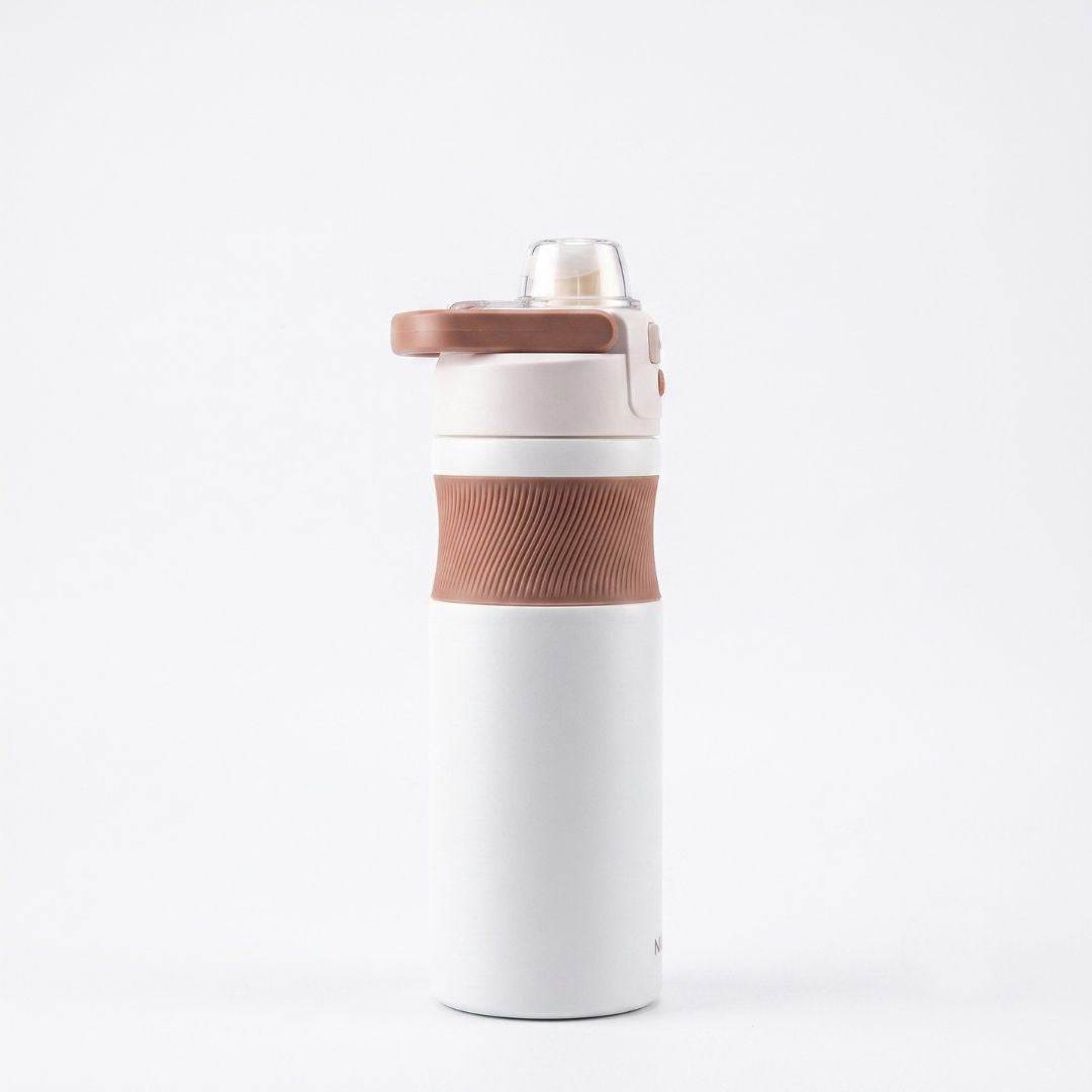 Nertz Grip 600 black stainless steel insulated water bottle with sipper lid and carry handle