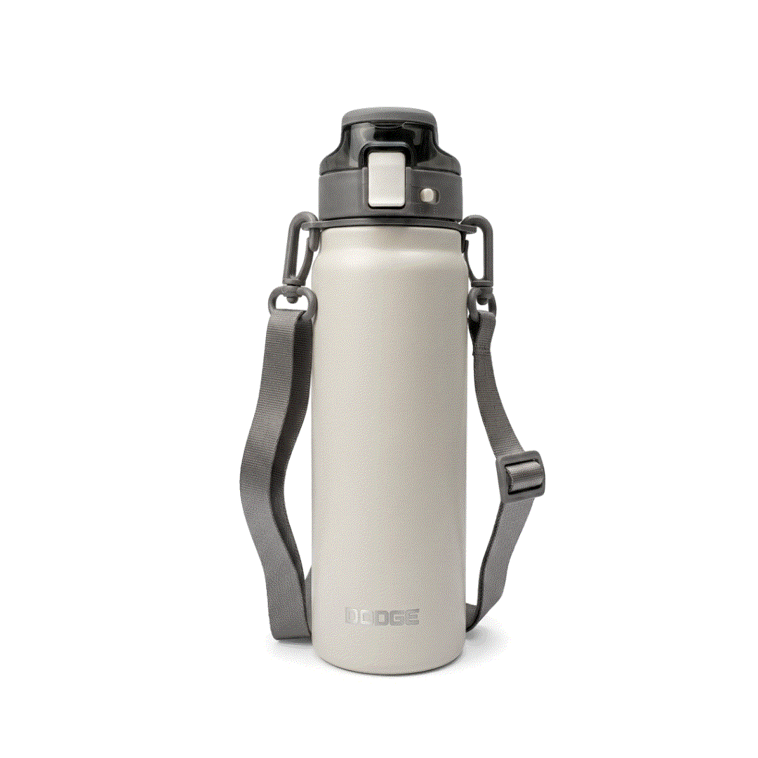 Dodge Blaze 800 stainless steel insulated water bottle with flip-top lid and detachable sling strap