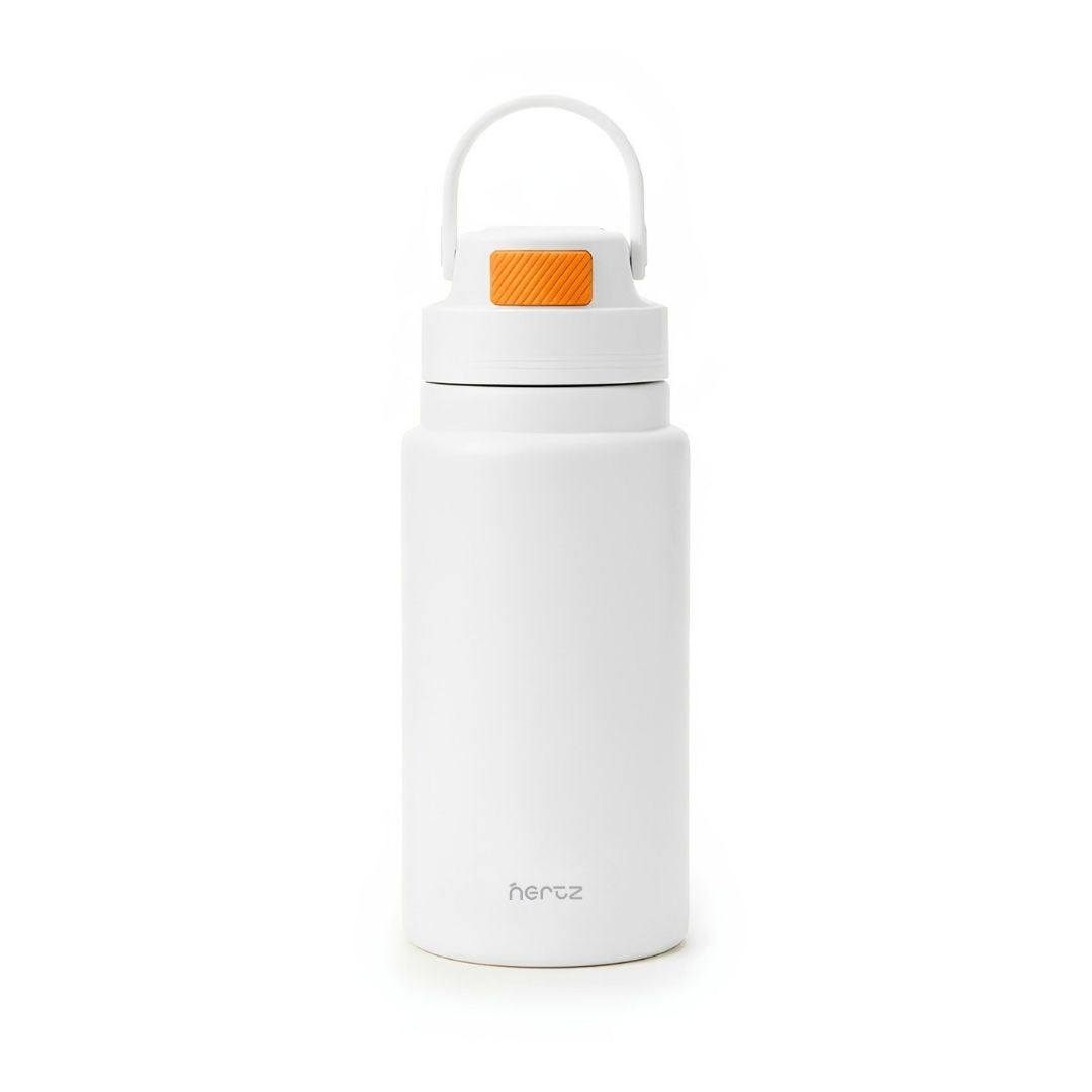 Nertz FlipSip 800 stainless steel insulated water bottle with flip-top lid and carry handle