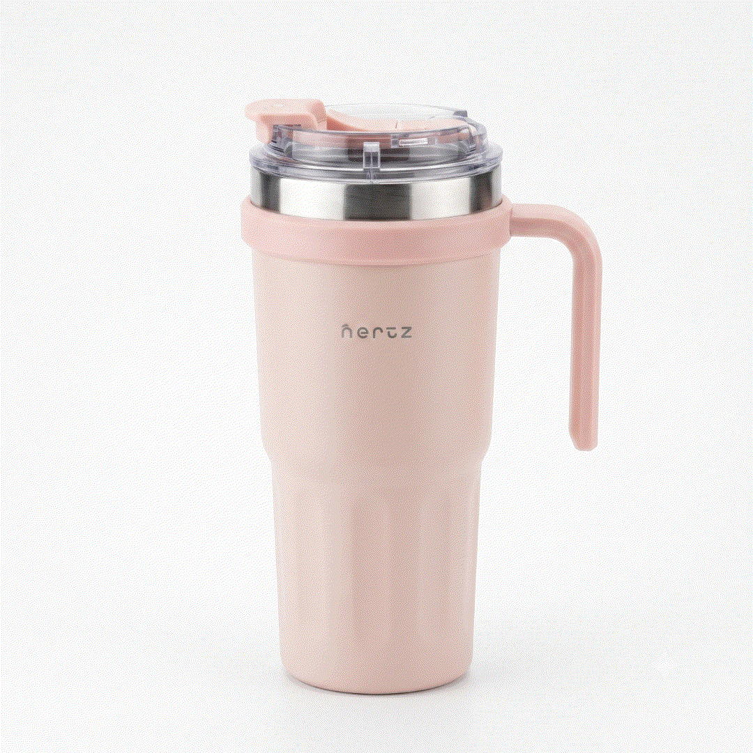 Blue Nertz Groove insulated stainless steel water bottle with grooved grip and carry handle